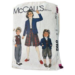 McCalls 8192 Sewing Pattern Girls Size 12 Jacket Vest Pants Knickers Preppy CUT